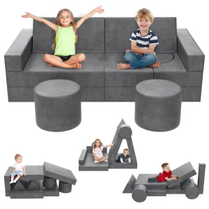 Modular Kids Play Couch 25D Sponge Foam Comfortable Lightweight Child Sectional Sofa for Baby Room Bedroom Modular Couch
