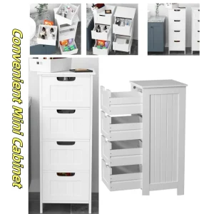 EFAN White 5-drawer storage cabinet 4 drawers Wooden storage cabinet Floor standing Bedroom Living room Bathroom Corridor Hotel