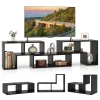 GOFLAME 3-Piece Console TV Stand W/ 2 L-Shaped Shelve & Rectangular Shelf, Modern TV Stand for Flat Screen TVs up to 165 CM
