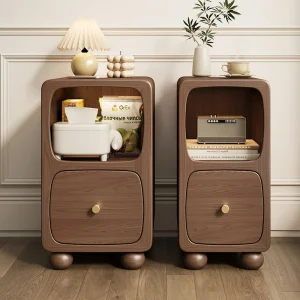 Solid wood crevice bedside table, wireless charging, induction light, simple and modern narrow cabinet, bedroom bedside table