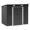 Outsunny Outdoor Storage Shed with Foundation Kit, Lean to Metal Garden Shed for Log,Rubbish Bin,Tool,Lawnmower Bike,Patio