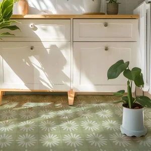 Green Vintage Peel and Stick Floor Tile 11.8'' x 11.8'', Self Adhesive Vinyl for Home, Kitchen & Bathroom Decor