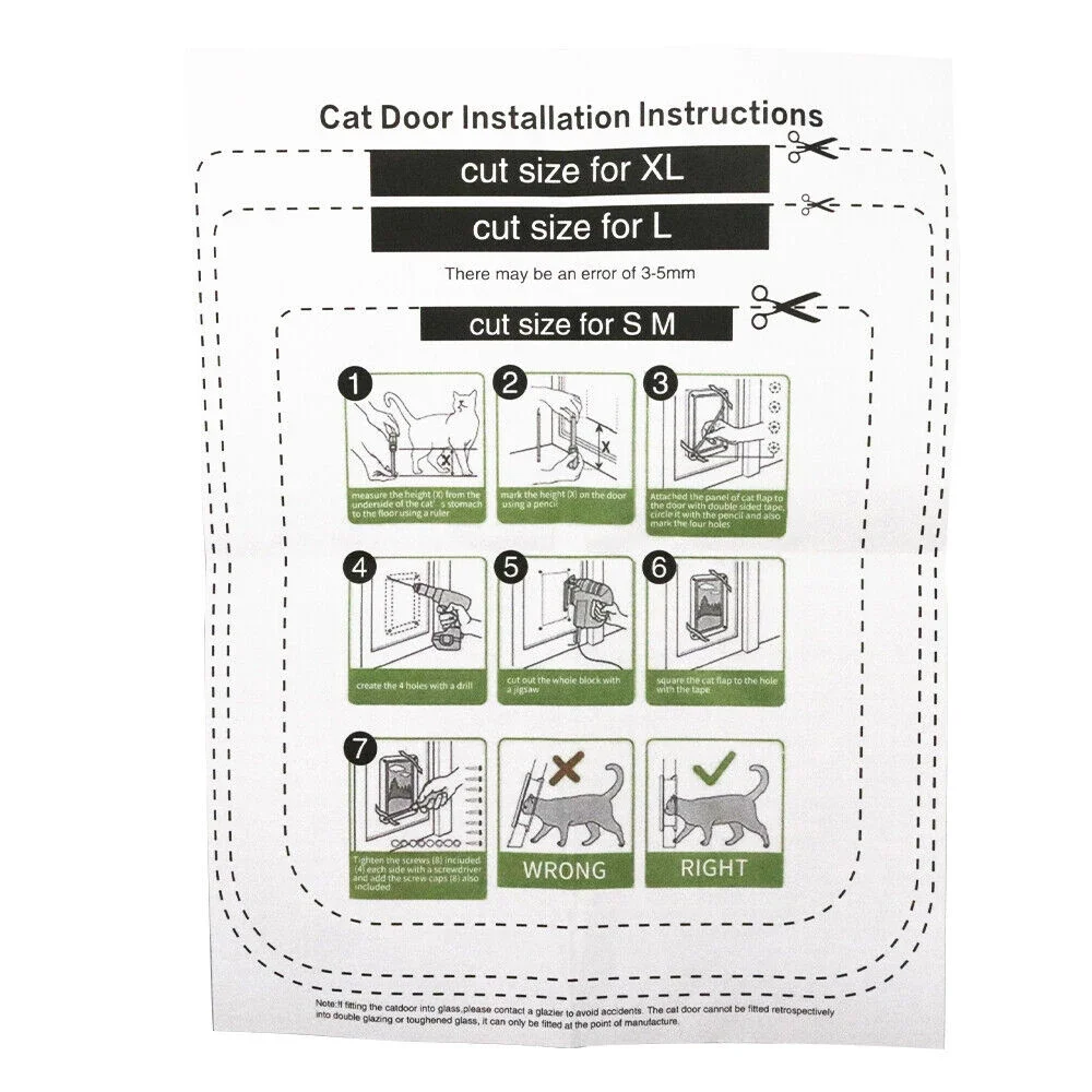 Pet Door for Windows, Large Cat Door Interior Door Pet Doors for Cat Exterior Doors 4 Modes Locking Suitable for Window and Wall - Image 6
