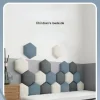 1PC 25cm x 28cm Hexagonal headboards soft bag anti-knock tatami wall surround self-adhesive background wall bedroom living room