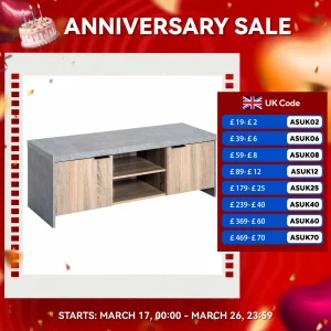 HOMCOM Wooden TV Stand Cabinet Home Furniture Entertainment Unit Storage Shelves