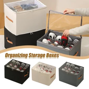 Foldable Shoe Storage Box Dustproof Moisture-proof Multi-compartment Storage Fabric Organizer With Lid Washable G4d6