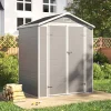 【Breeins】Outdoor Storage Shed, Plastic Resin Shed with Floor with Lockable Door for Patio Backyard Lawn, Garden Tool Sheds