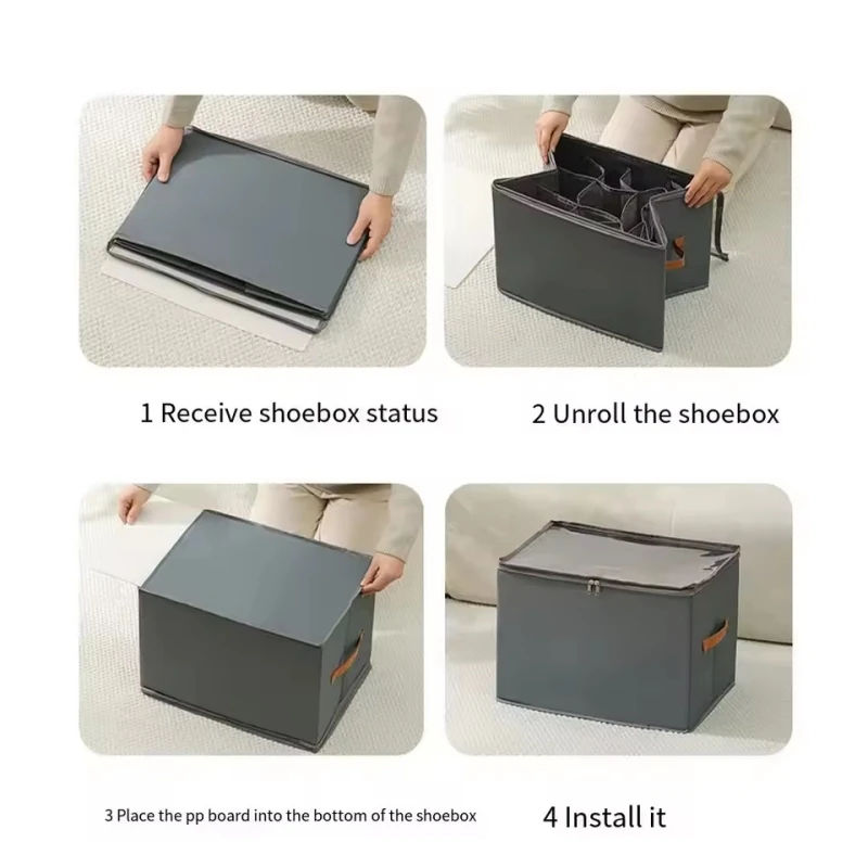 Multifunctional Grid Storage Shoe Box Foldable Sneakers Shoerack Shoes Rack Storage Organizers Dust-Proof Organizer for Shoes - Image 4