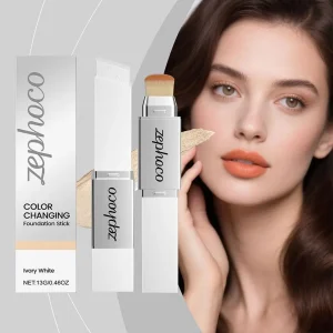 ZEPHOCO 2 in 1 Color Changing Foundation Make-up Stick Long Lasting Moisturizing Makeup High Concealer Power Makeup Korean