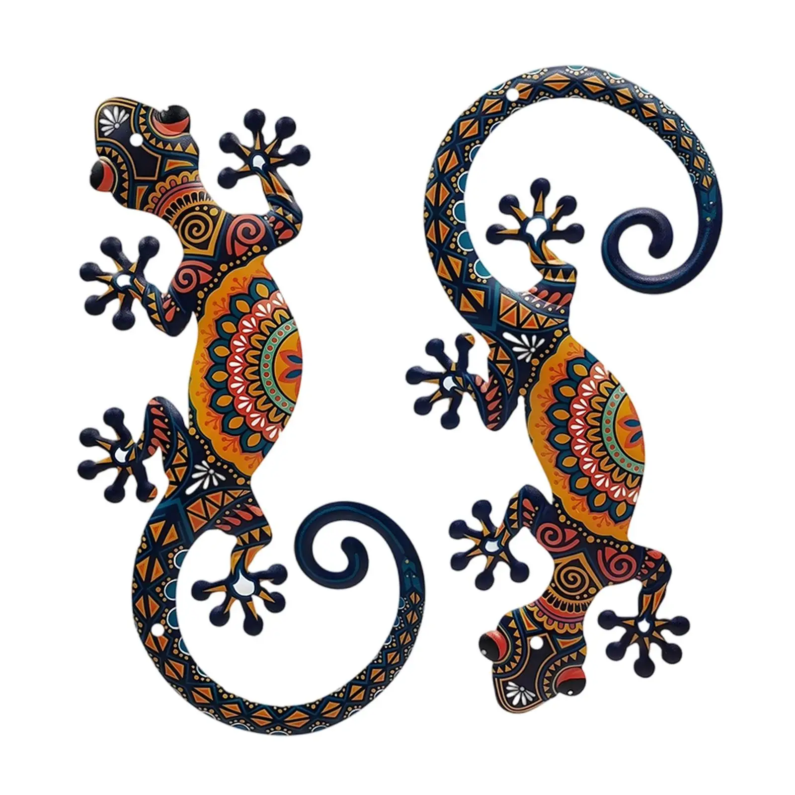 Vivid Gecko Iron Wall Art Handmade Lizard Sculpture for Garden Fence Living Room Decoration