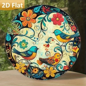 BNTINC 8x8 Inch Vintage Metal Wall Art Sign, Rustic Floral Bird Tin Decor for Home Bar Cafe