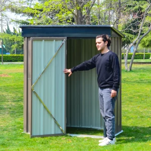 Voltsify Metal Garden Storage Tool Shed with Lockable Door & Sloping Rooftop, 154.5cm W x 94cm D x 181cm H