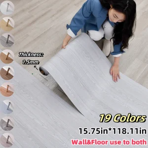 Vinyl Flooring Roll 15.7"W X 118"L/ 12.9 Sq.Ft, Peel and Stick Wall Tiles Vinyl Plank Flooring for Any Room, Easy DIY