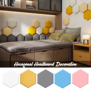 1PC Hexagon Adhesive Bed Headboard Nordic Style Room Decor Head Board Wall Panel