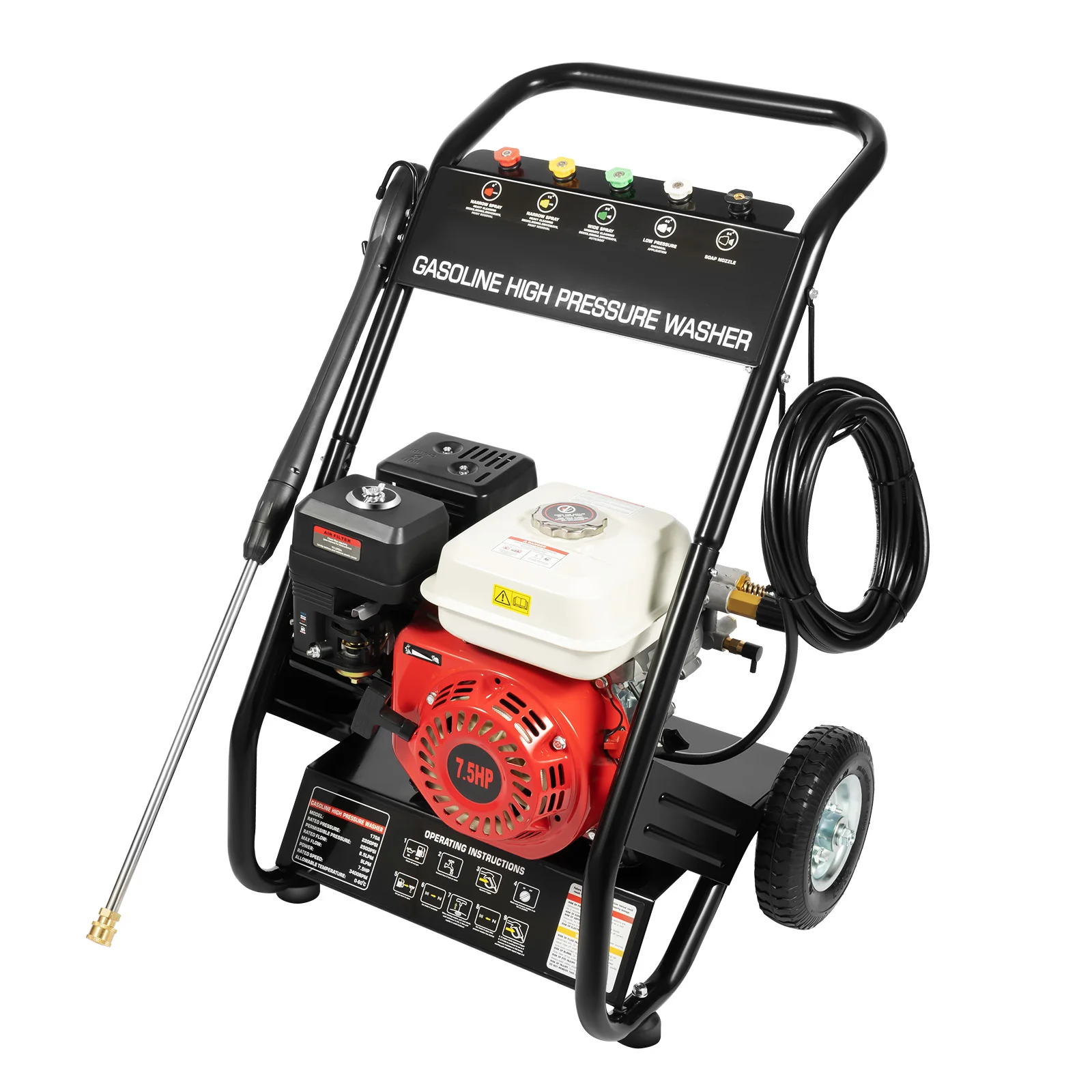 High-pressure Washer Gasoline Water Spray Gun, Pressure Dirt Cleaning Machine Courtyards Cleaner 7.5HP Powerful, 170-190Bar - Image 5