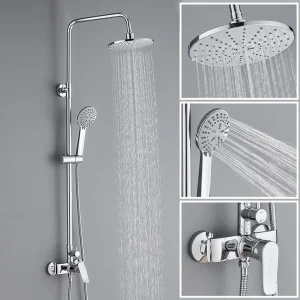 Handhold Shower System Set 360° Rotatble Overhead Rainfall Shower 5 Gear High Pressure Shower Spray Multipurpose Bathroom Tool