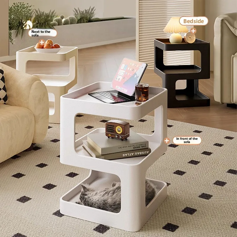 Simple steel painted sofa edge table, bedroom bedside table, living room coffee table, living room small table, storage rack - Image 2