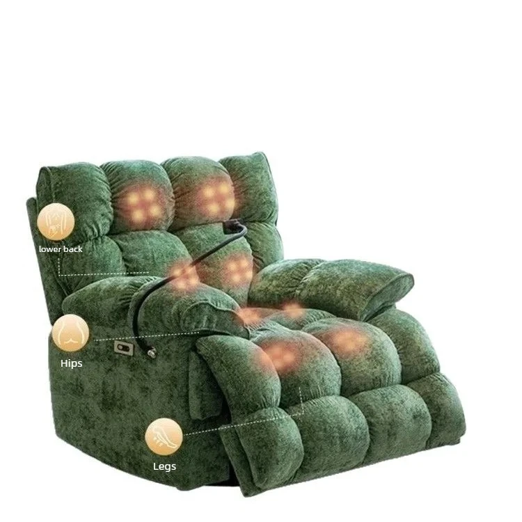 Electric Recliner Chair, 360° Swivel Rocking Lazy Chair with Massage & Heating, Modern Chenille Lounge Chair for Living Room - Image 4