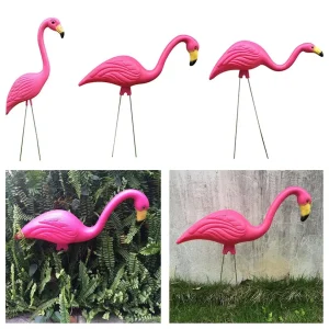 Decorative Pink Flamingo Garden Figurine Plastic Lawn Ornament for Outdoor Yard Home Fairy Garden