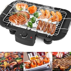 BRIEFNESS 1500W Electric BBQ Grill Smokeless, VickyHome Nonstick Barbecue Machine with Detachable Grid & Oil Drip Tray