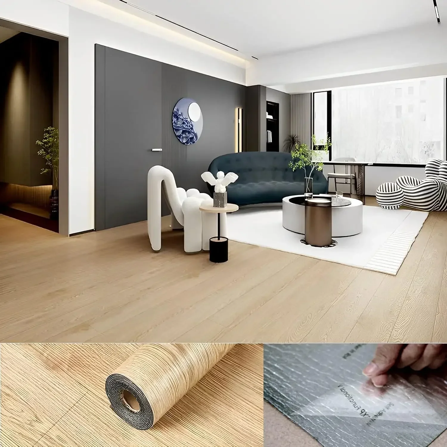 Thickened Self-adhesive 3D Wood Grain Floor Stickers 40CM SXP Waterproof Anti-Slip Wear-Resistant Home Decoration Floor Stickers - Image 3
