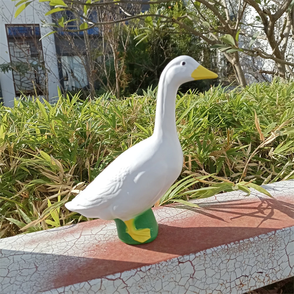 18cm Large White Goose Statue Resin Simulation Goose Yard Decoration Cute White Goose Sculpture for Home Garden Figurines Decor - Image 4