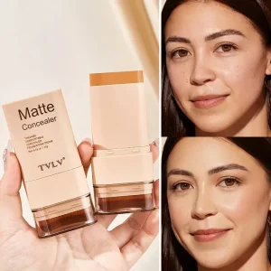 15g 2-in-1 foundation eraser double-ended concealer stick with brush head waterproof, natural makeup, long-lasting cream texture