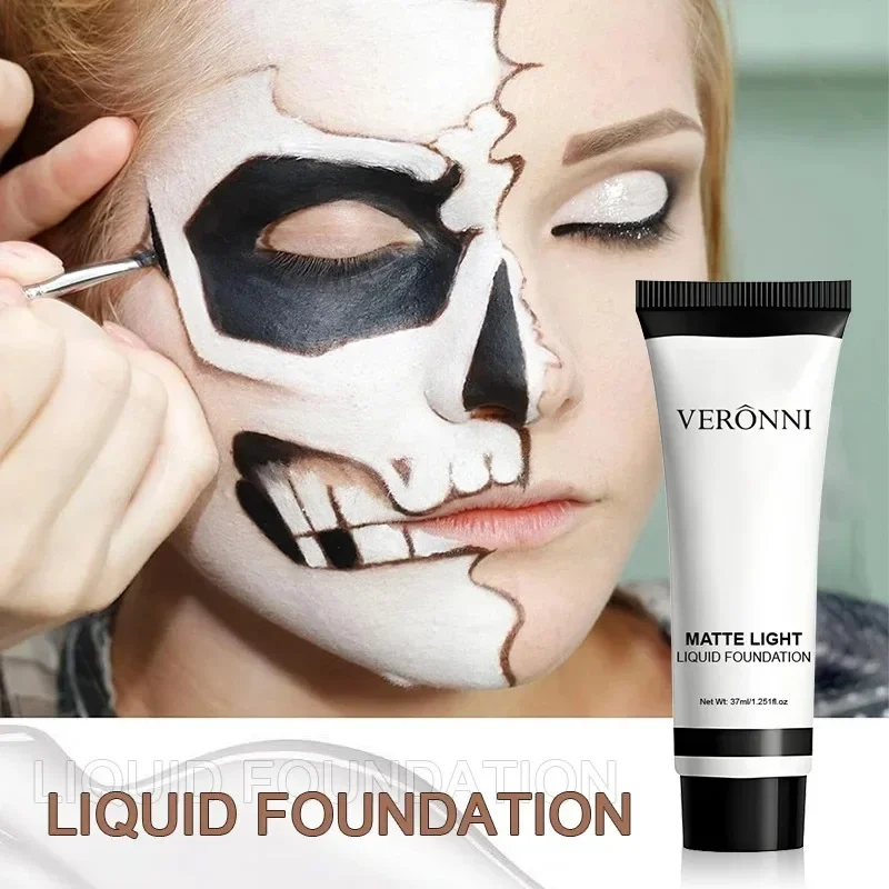 1PC/2PCS White Liquid Foundation 37ml Full Coverage Oil Control Long Lasting for Stage Halloween Cosplay Makeup - Image 5
