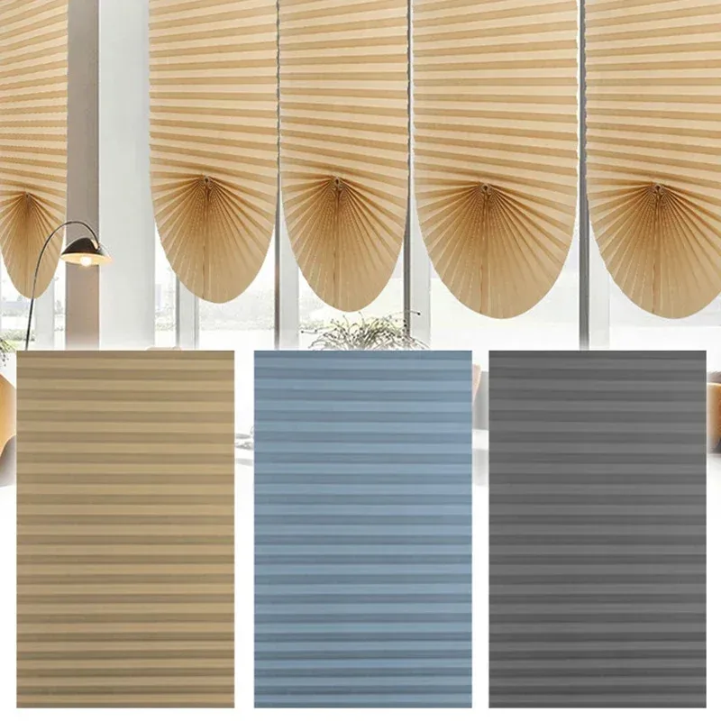 Home Decor 5 Sizes Self-adhesive Pleated Blinds Half Blackout Shades for Bedroom Living Room Bathroom Balcony Window Curtains