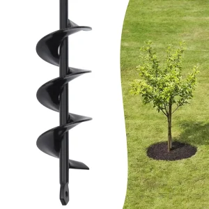 NEW Garden Auger Drill Bit, 5 * 60cm Carbon Steel Auger Post Hole Digger, for clay, rocky soil,fertilizer, mortar mixture, etc
