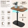 C-Shaped End Table Small Side Table Portable Corner Couch Sofa Table for Coffee Drink Snack Living Room, Bedroom, Bedside