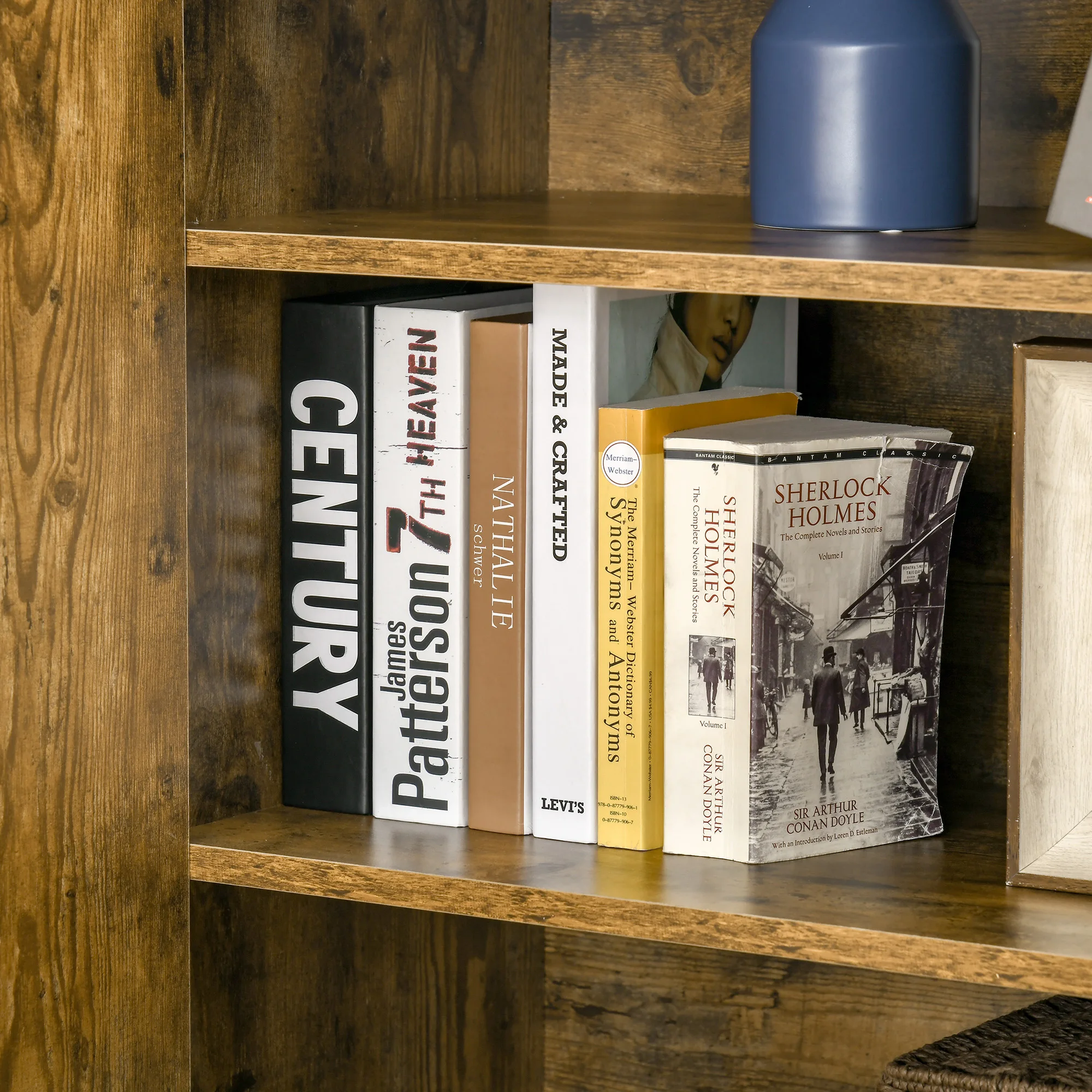 HOMCOM Farmhouse 4-Door Cabinet with Storage Shelves for Bedroom Rustic Wood - Image 5