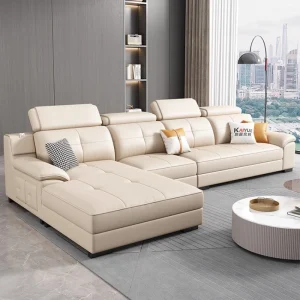 Internet Celebrity Style Straight Sofa Cotton and Linen Cloth Customizable Colors with Chaise Longue Living Room Sofa Modern