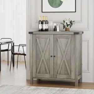 UK Kitchen Buffet Cabinet, Sideboard with Doors, Buffet Cabinet with Worktops, Living Room Sideboard with Adjustable Shelf, Coun