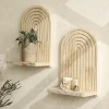 1pc Wooden Arch Wall Shelves for Boho Home Decor, Rustic Display Rack for Plants,Bedroom, Living Room, Entryway Decoration Shelf
