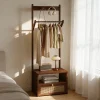 Bamboo 2-in-1 Bedside Rack & Nightstand - Small Space (40/50cm) with Drawer, Shelf & Hanging Rod for Essentials