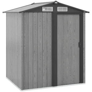 4.3 x 5ft Outdoor Garden Storage Shed - Grey Wood Effect