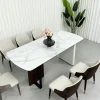 160CM Large Kitchen Table for 4-6 People Rectangular Dinner Table Dining Room Furniture Stone Glass-top Banquet Hall No Chairs