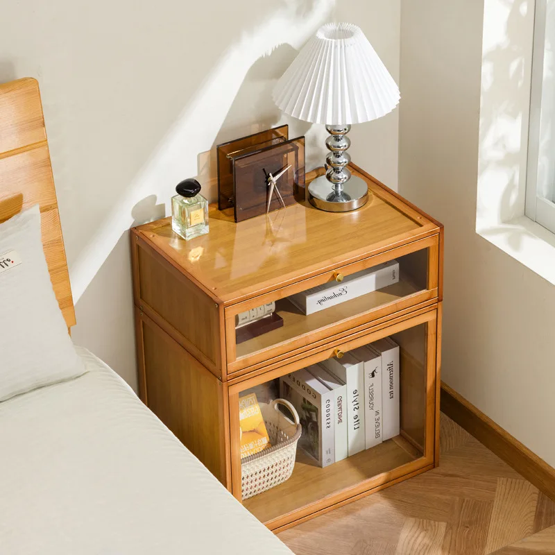 Solid wood bedside table locker small simple bedroom home 2025 new bedside shelf cabinet - Image 3