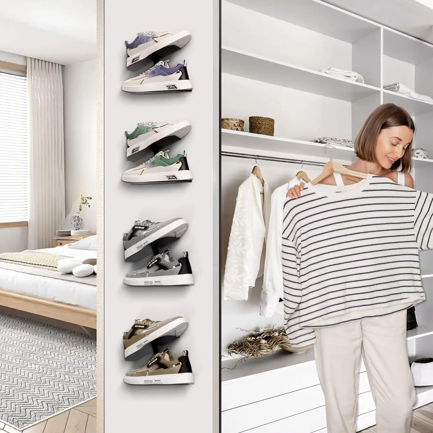 H-shaped Shoe Rack Wall Mounted, Floating Shoe Display Shelves, Sneaker Holders for Shoe Collectors & Advertising Exhibition - Image 4