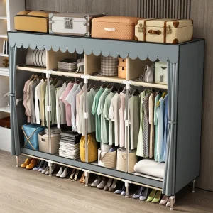 Cloth wardrobes, Wardrobe Fabric Easy Wardrobe, bedroom furniture, grey,199*45*170cm, N-200E