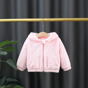 (0-3 Year Old Baby Girl Long Sleeved Coat) Autumn And Winter New Comfortable And Warm Hooded Children'S Clothing