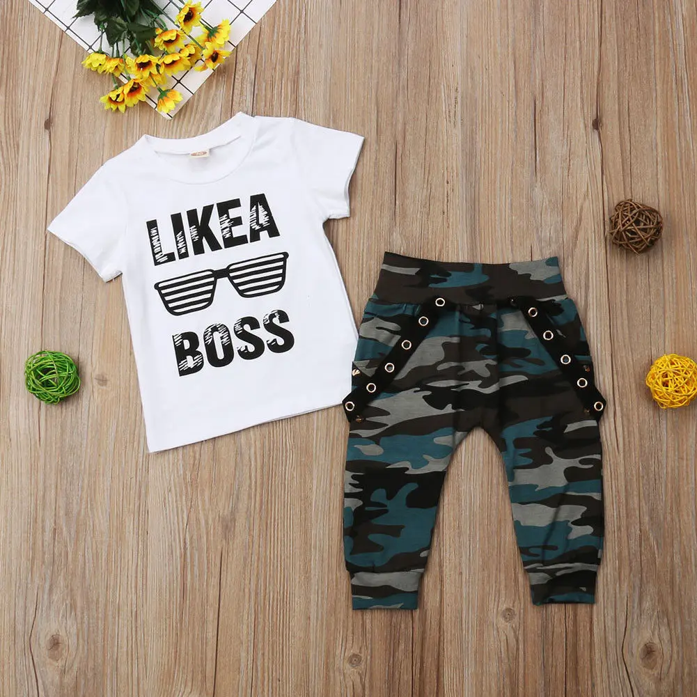 0-3Y Newborn Infant Toddler Baby Boy Clothes Set Kids Boys Cute Short Sleeve T-Shirt Top+Pants Outfits Clothing Set - Image 2