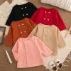0-3Years Baby Girl Winter Coat Solid Color Button Coat Baby Regular Outerwear Fashion Kids Clothes
