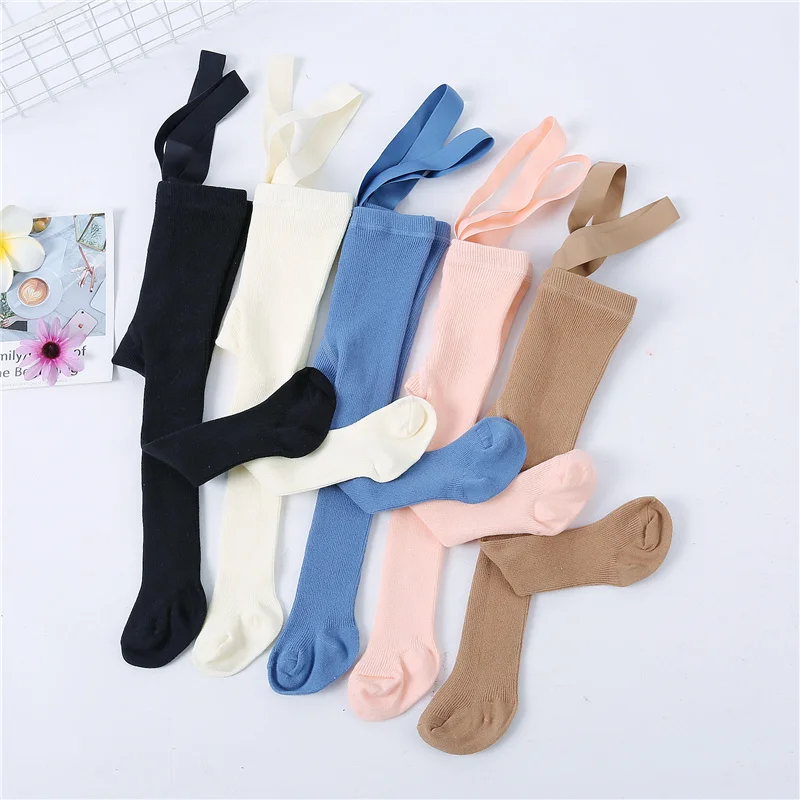 0-3Years Tights For Girls Suspender Pantyhose Casual Tights for Boys with Shoulder Strap Knitted High Waist Legging Spring 2025 - Image 2