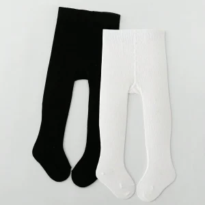 1 Pair of Infant Knitted Tight Panyhose,Soft Traceable Cotton Leggings White,Black Toddler Pants for 0-36 Months Baby Girls Waer