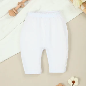 1 Pcs Soft Cotton Pants for Baby Boys Girls, Spring Summer Newborn Trousers, Loose Comfortable Infant Leggings(White)