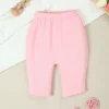 1 Pcs Soft Cotton Pants for Baby Girls, Spring Summer Newborn Trousers, Loose Comfortable Infant Leggings(Pink)