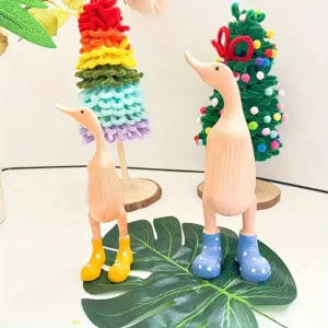1 Pcs Yellow Rainshoe Duck Sculpture Crafts Ornament for Home Garden Decors Yard Cute Rain Boot Duck Simulation Duck Statue