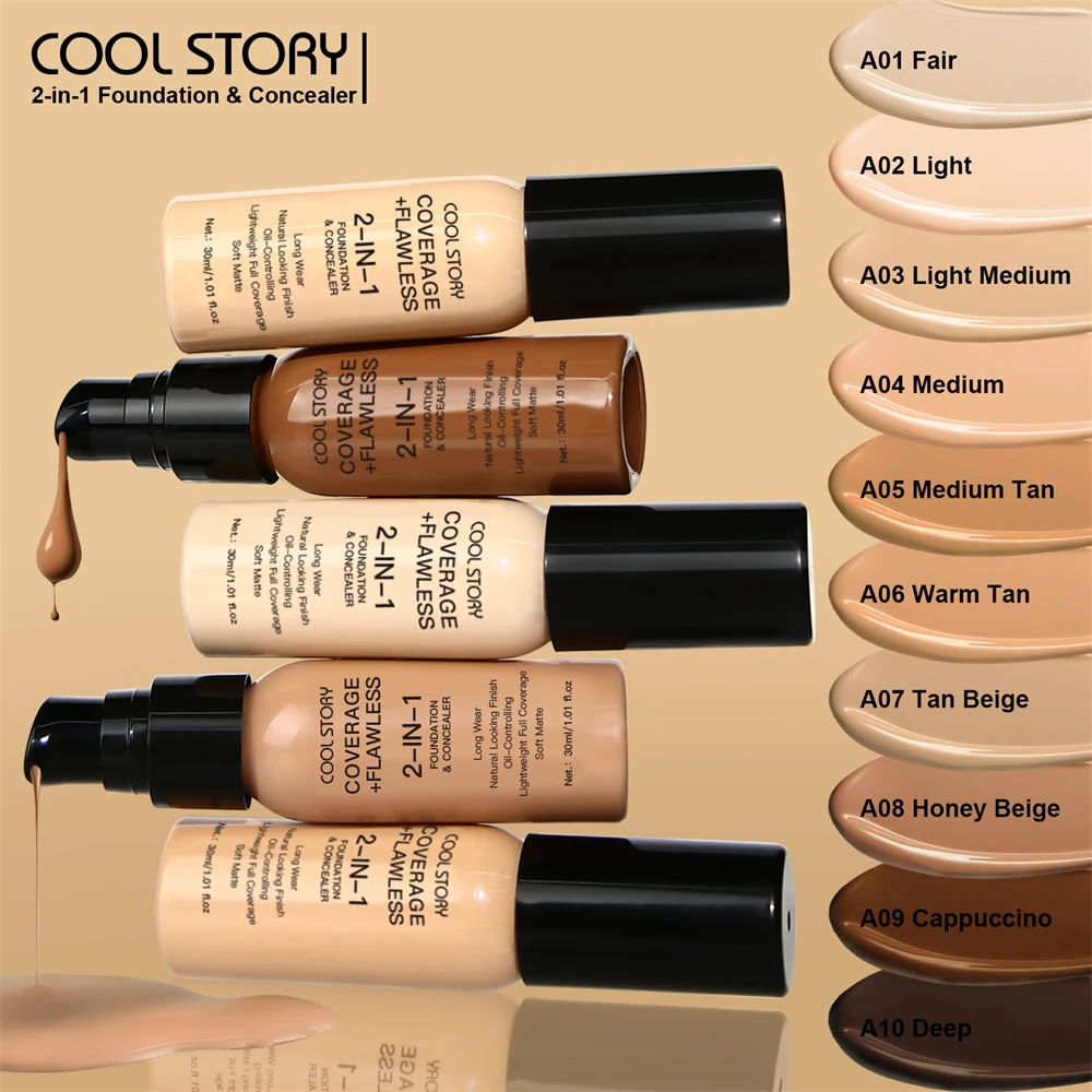 10 Color Lasting Face Foundation Cream Oil-Control Matte BB Cream Liquid Full Coverage Waterproof Hydrating Brighten Concealer - Image 2